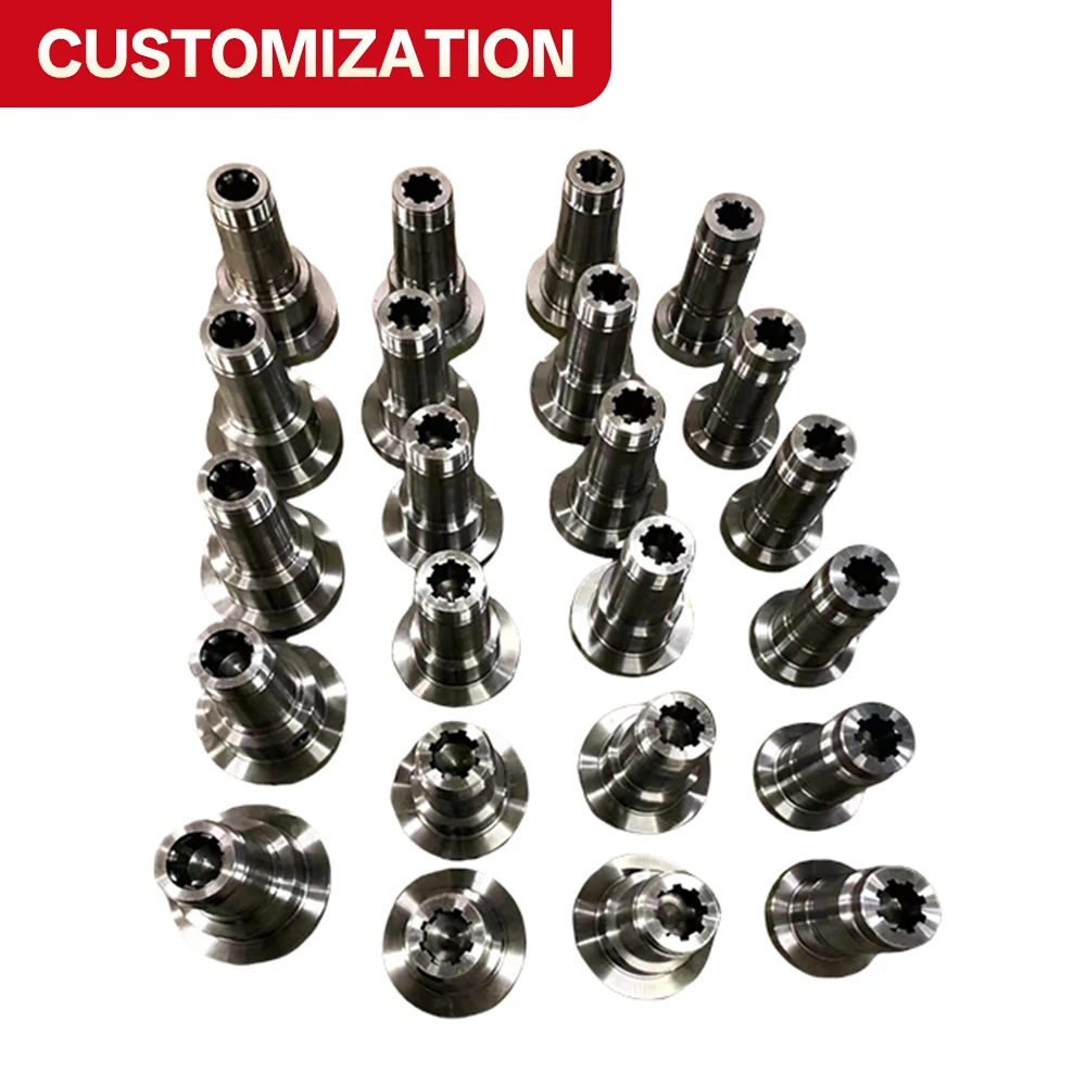 Custom injection molding parts include screws—essential components for injection molding machines, extruder screws, and barrels