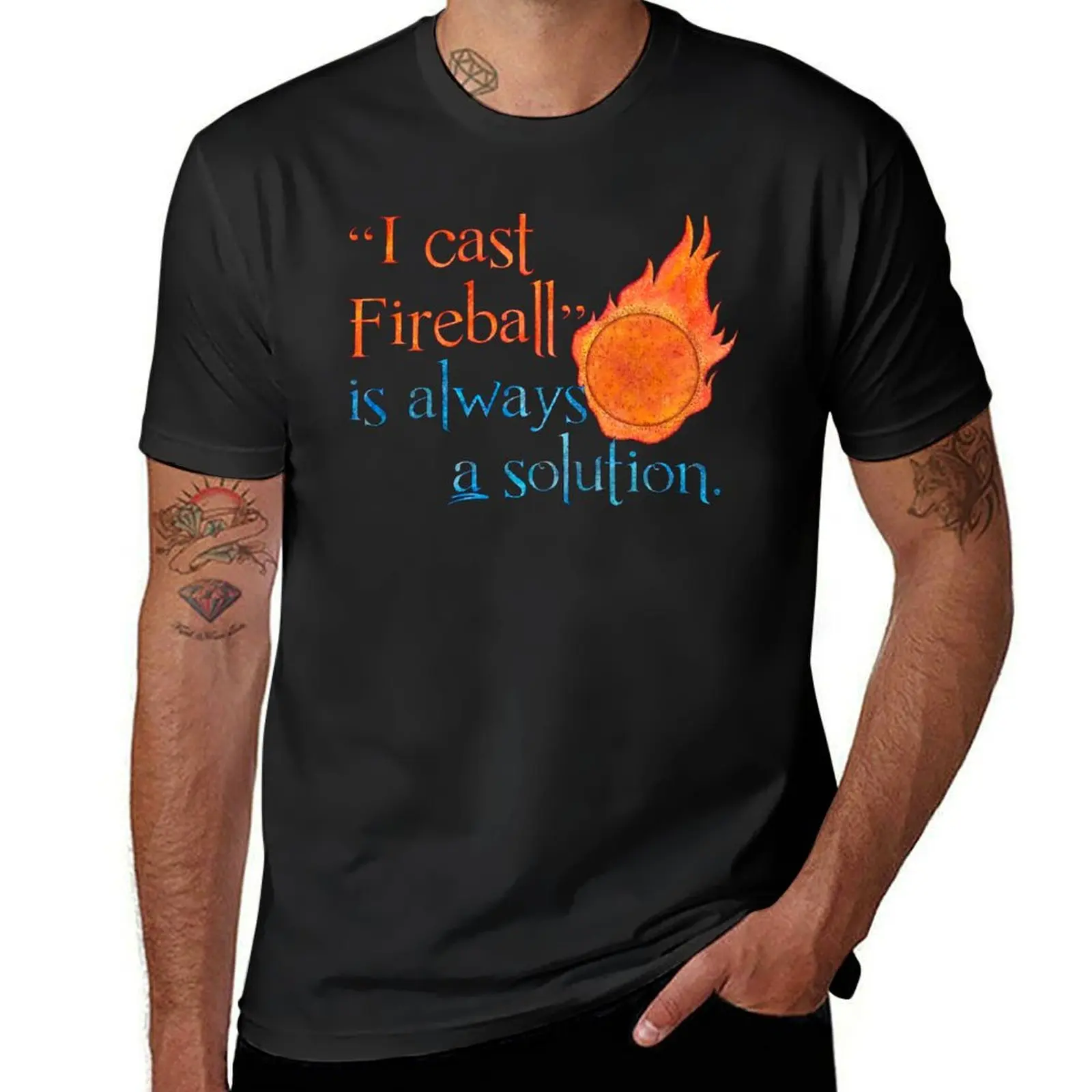 I Cast Fireball Solution T-Shirt customs design your own boys whites kawaii clothes sports fans Men's clothing