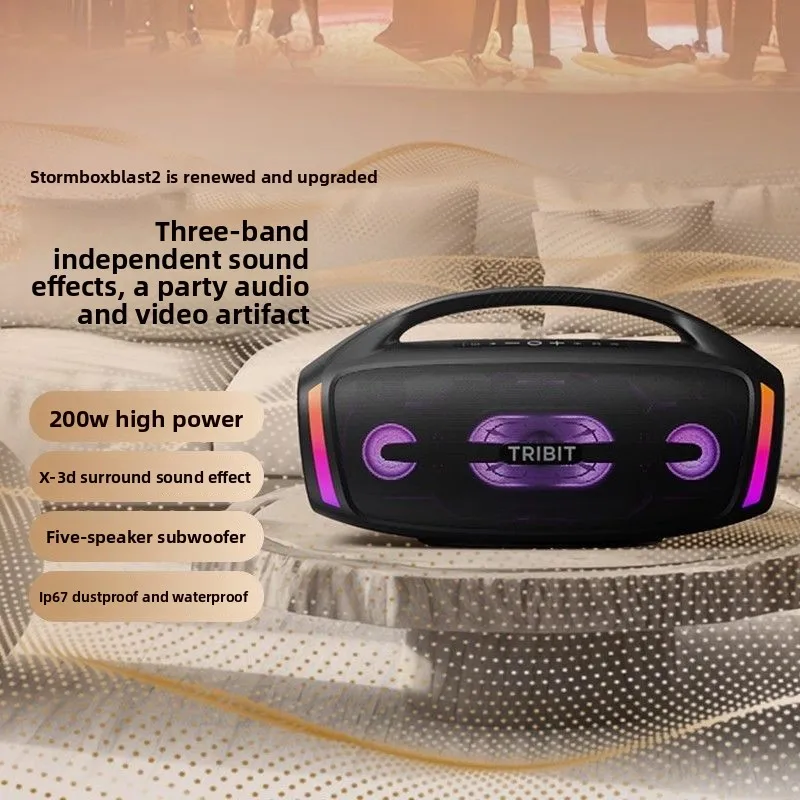 For Tribit BTS56 200W Bluetooth Speaker IP67 Waterproof 30H Playtime Karaoke Outdoor Party