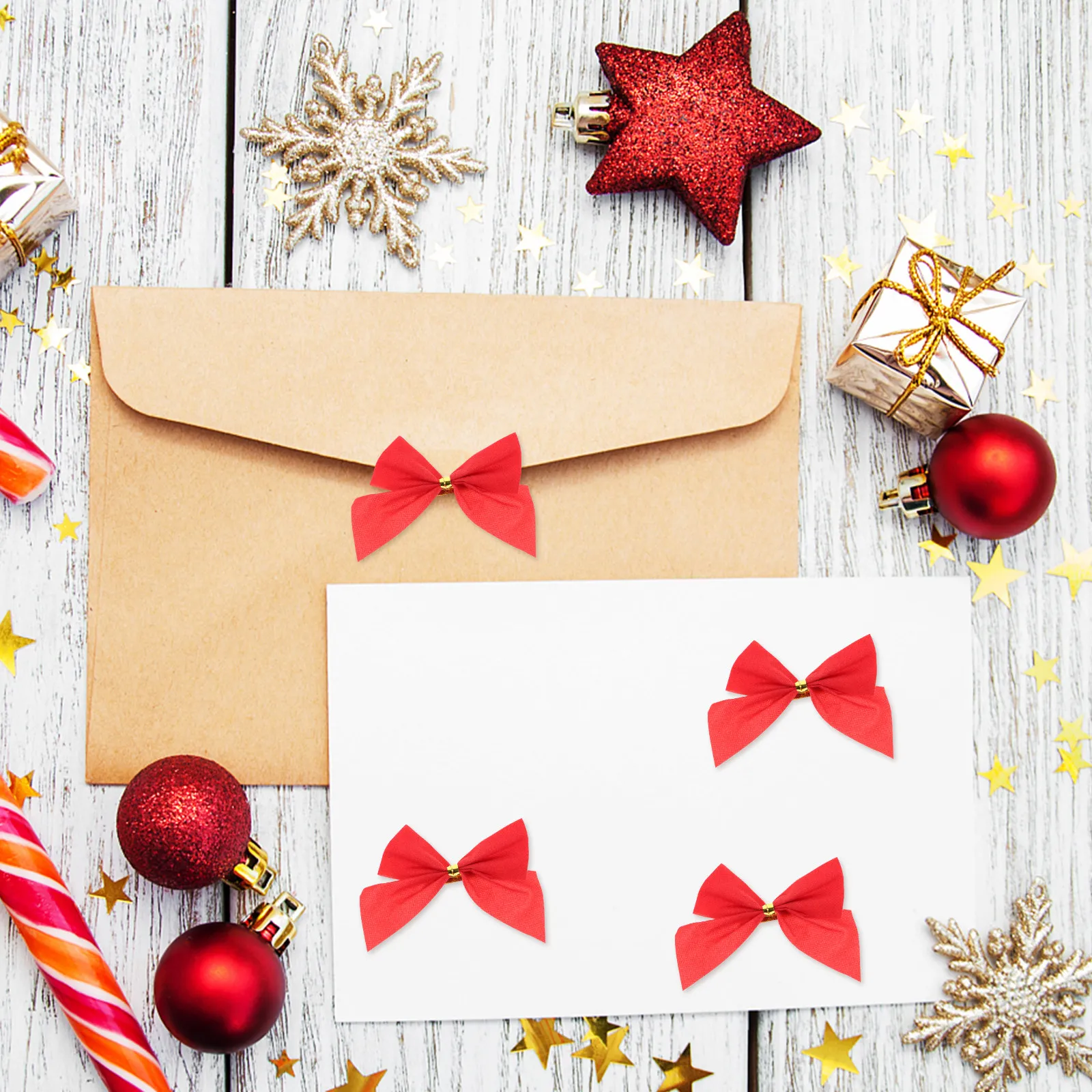 

120 шт. рождественских бантов для украшения елки, легкие, безопасные, из флокированной ткани, подвесные, многоразовые, для праздничного декора дома, новогодние банты