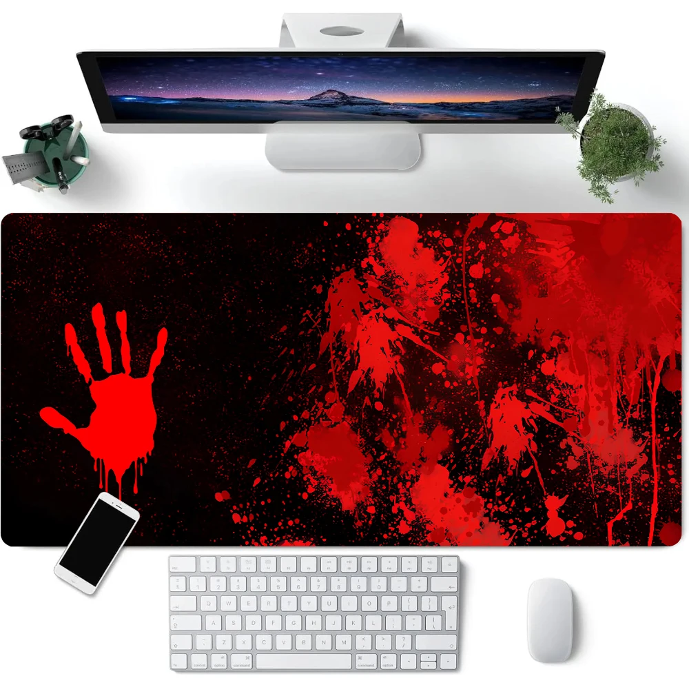 

Red Horror Bloody Handprint Mouse Pad XXL Padded Anti-Slip Rubber Base Seamed Edge Gaming Computer Desktop Large Keyboard Mats