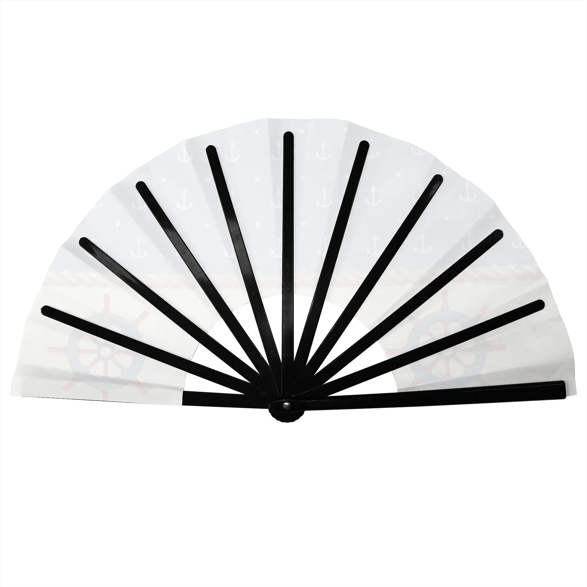 Nautical Anchor Ship Wheel Wave Traditional Folding Fan Oriental Art  High-Quality Fans Gift  Exquisite Decorative Hand Fan