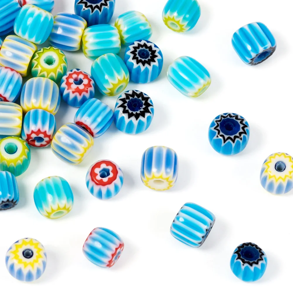 40Pcs Vintage Nepalese Lampwork Beads Ethnic Style Pattern Glass Loose Spacer Bead for DIY Craft Bracelet Earring Jewelry Making