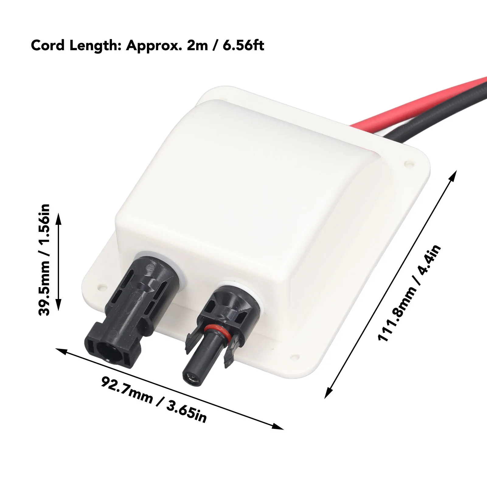 Solar Double Cable Entry Gland Box Waterproof Housing for RV Roof Boat Yacht Camping Travel with 2m 10AWG Extension Cord