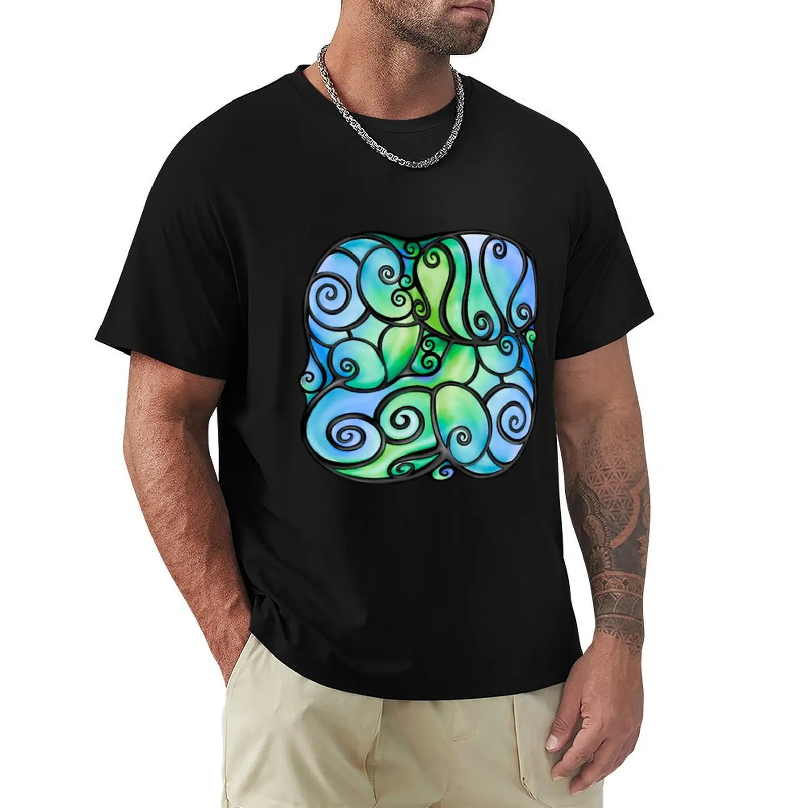 

Swirly Bubbles in Blue T-Shirt Plus Size Loose Short Sleeve Top