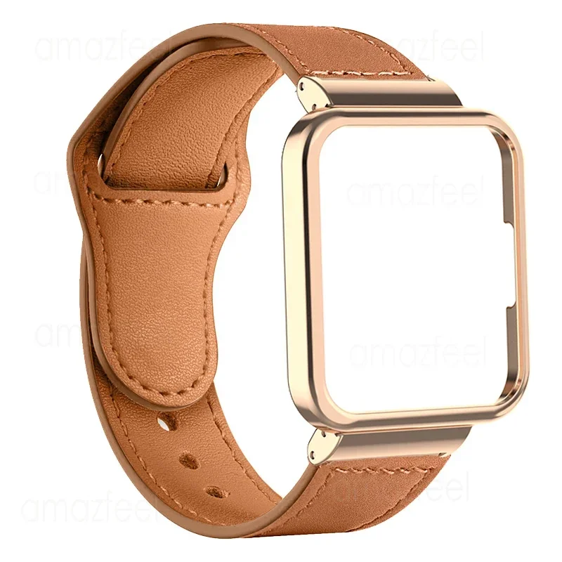 Funda de Metal con correa de cuero para reloj Redmi 2 Lite 3, carcasa protectora para Xiaomi Mi Watch Lite, marco de pulsera