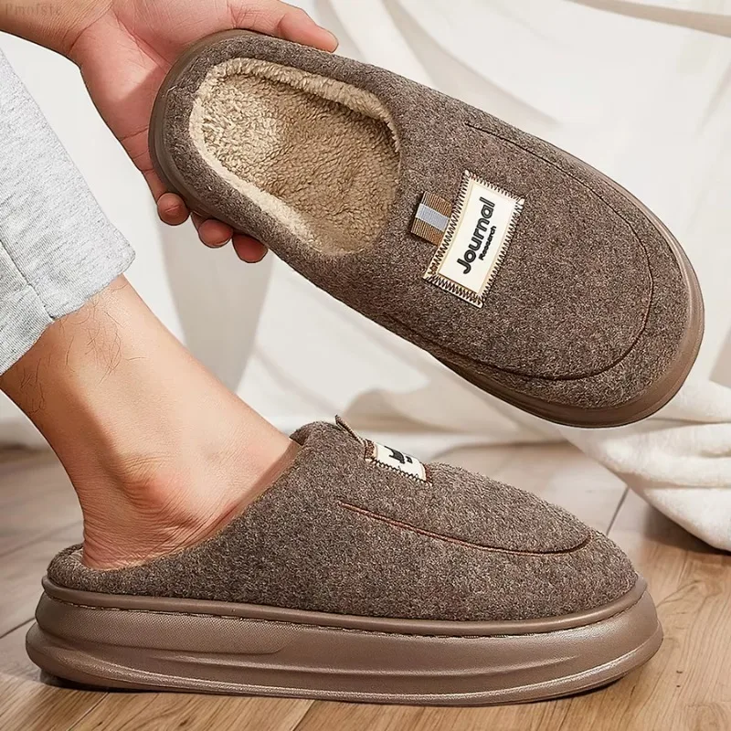 

Men in Autumn and Winter Cotton Slippers Widened Home Cotton Shoes Keep Warm and Thickened Bottom