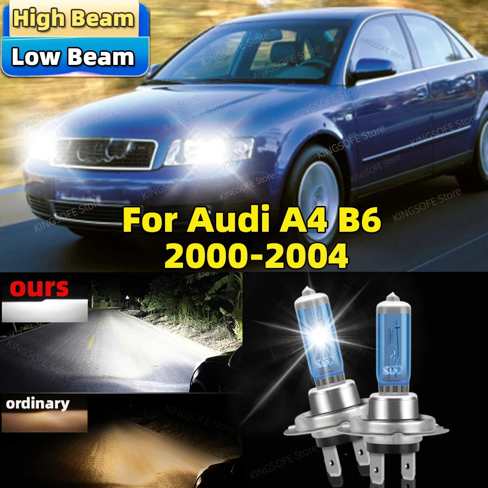 2Pcs 100W Halogen Lamp Canbus Car Headlight H7 Low Beam 6500K For Audi A4 B6 2000 2001 2002 2003 2004 Front Bulbs