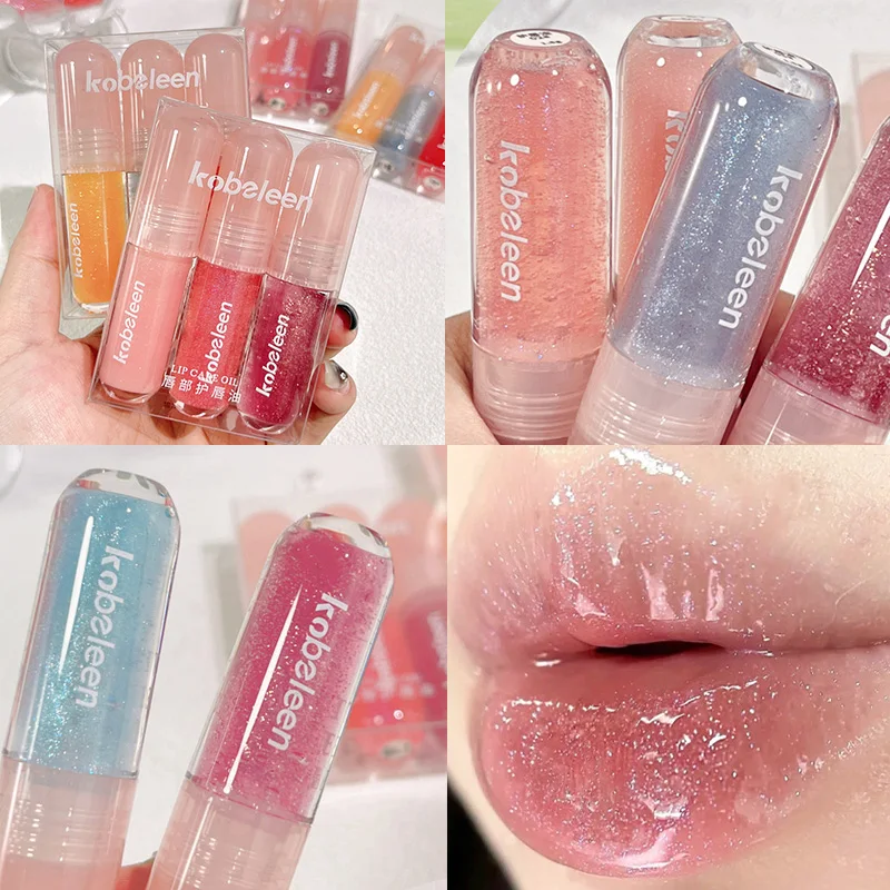 

Mirrored Glittering Jelly Lip Gloss Day and Night Long Lasting Nourishing Lip Care Oil Translucent Shimmering Pouty Lips Glaze