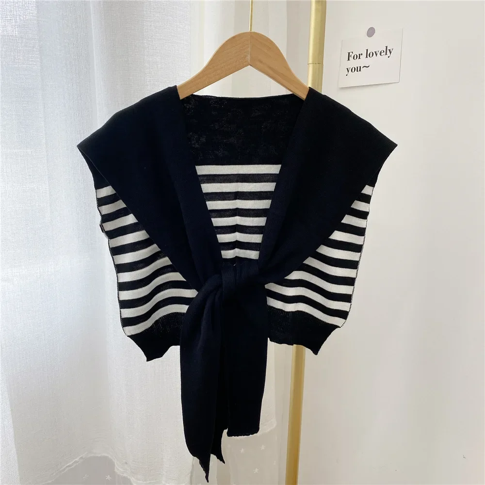 

Poncho Cloak Korean Air-conditioned Rooms Knitted Shawl Women's Spring and Autumn Knitted Cross Shawl Fashion Wrap Solid Scarf