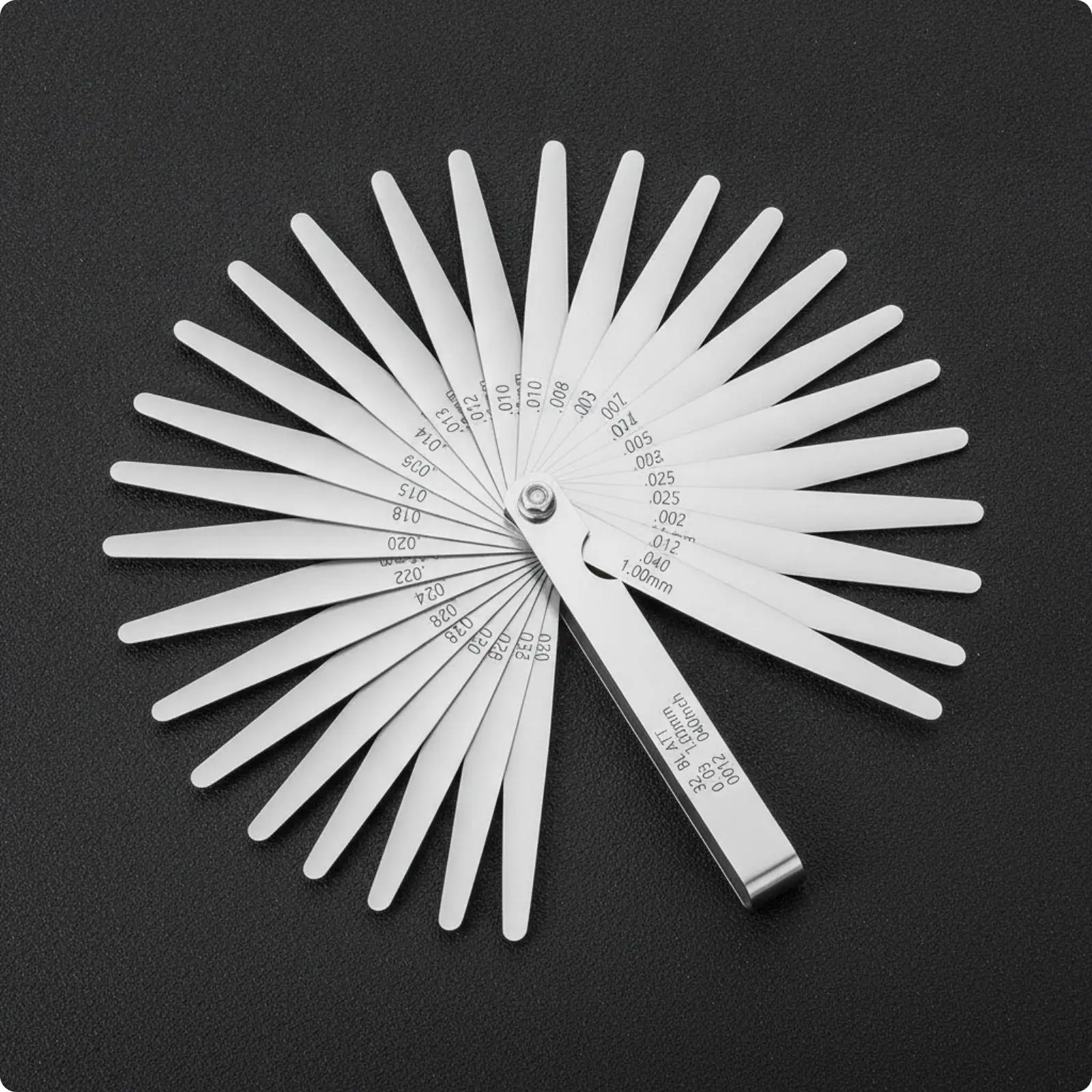 Stainless Steel Feeler Gauge 32 Blade Thickness Measuring Tool for Spark Plug Gap Automotive Workshop Precision Metric Imperial