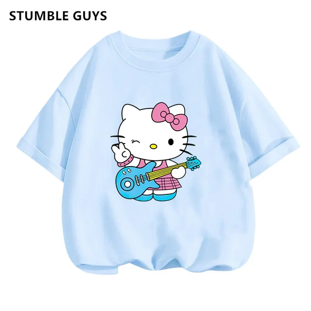 Hello Kitty Tshirt Kids Clothes Girls Clothes Children Y2k Kawaii Sanrio Kuromi Baby Anime T Shirts Cartoons Casual Trucksuit