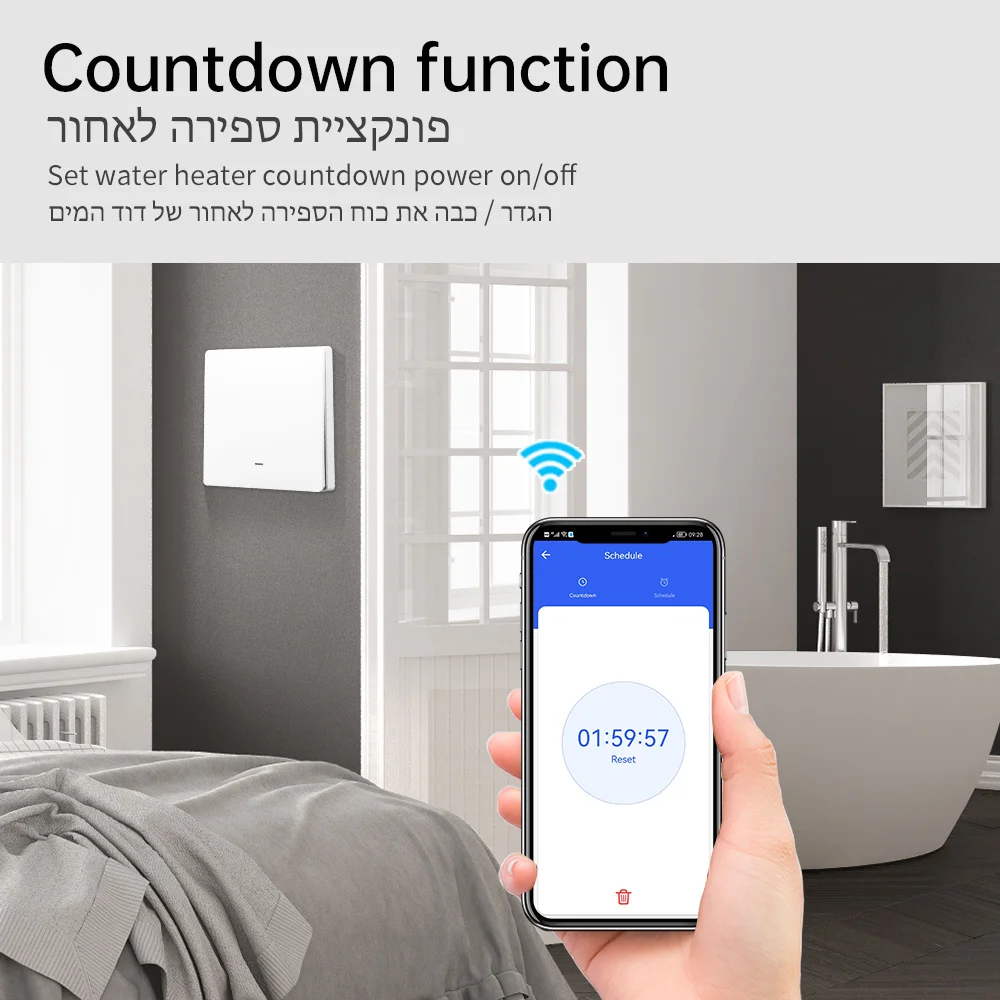 Tuya WiFi Smart Boiler Switch 40A 8800w Water Heater EU standard Switch With Power Monitor APP Remote For Alexa Google home