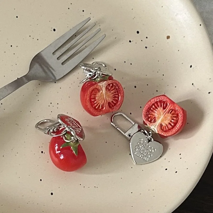 1/2/3PCS Y2K 3D Tomato Star Keychain Korean Ins Bag Charms Backpack Decor Car Keyring