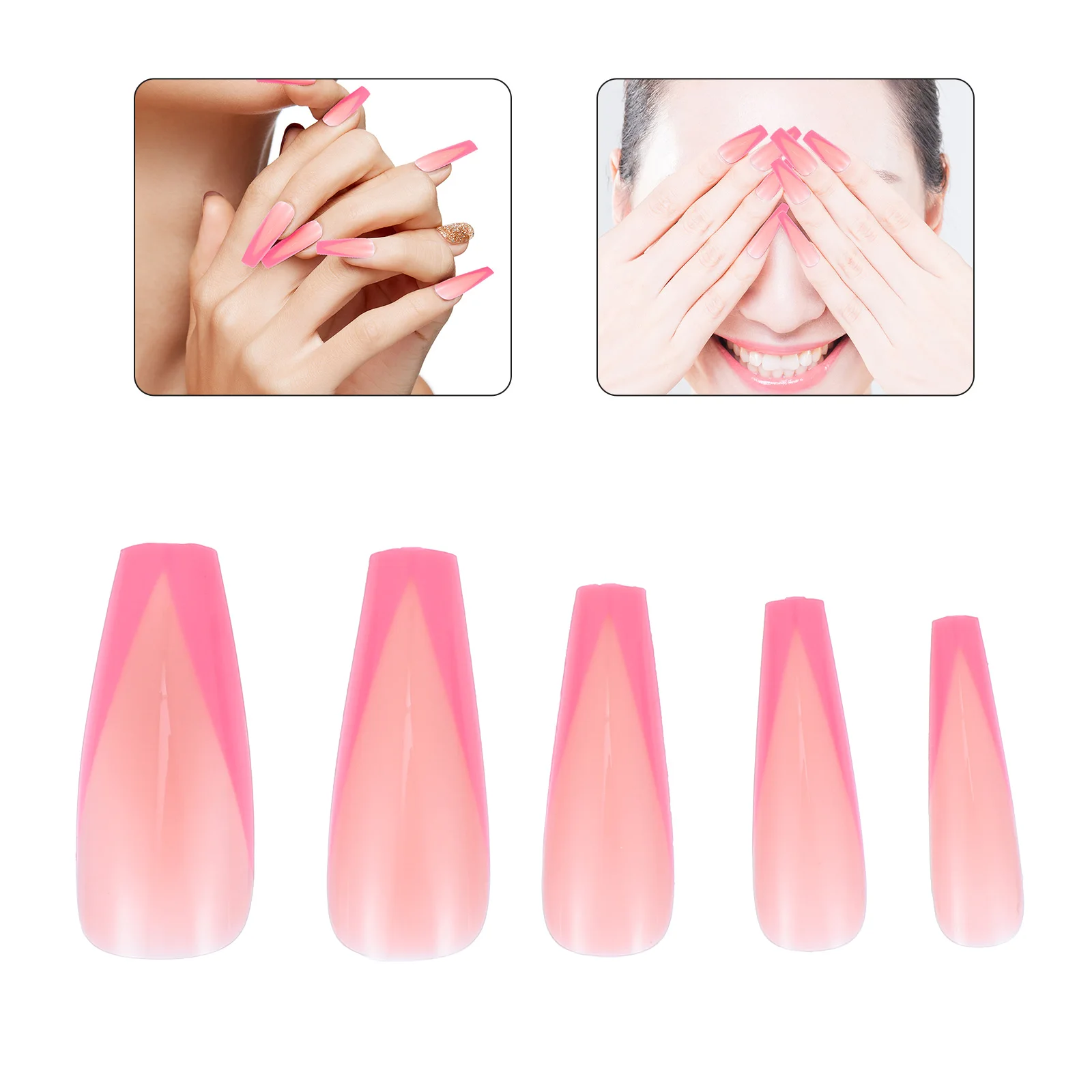 

French Fake Nails Full Cover False Nail Tips For Women Ballerina Manicure Beauty Tools Diy Nail Art Set Eco