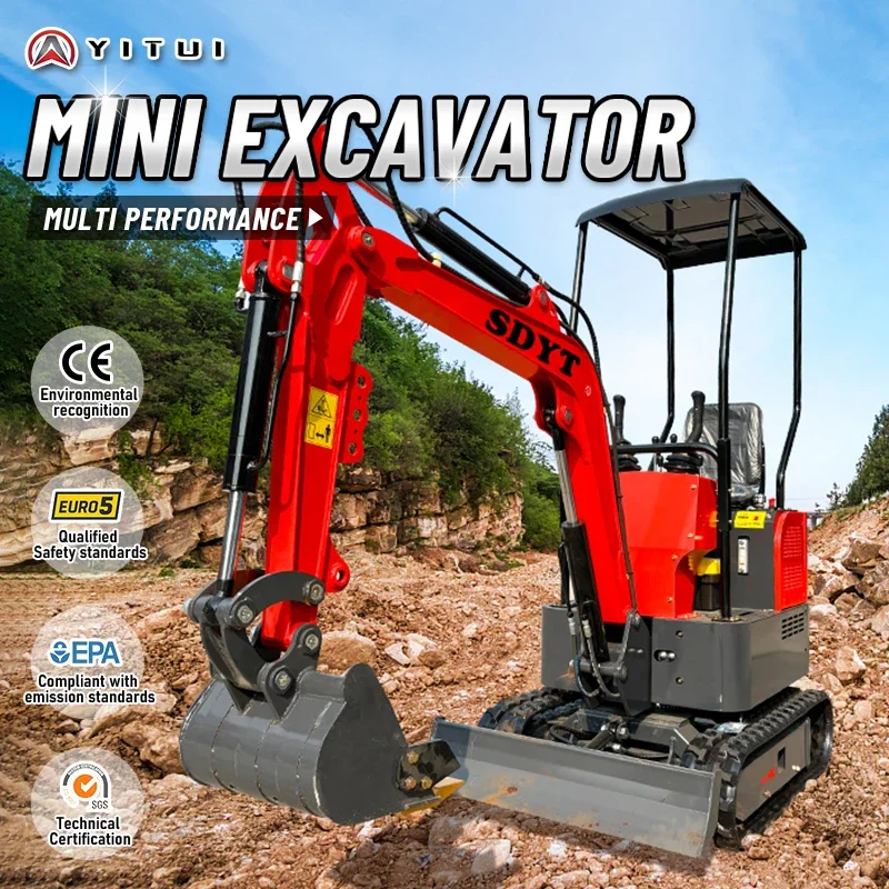 Factory Direct Sales Small Excavator 1.2 Tons Mini Digger EPA EURO5 Engine Agricultural Small Excavator Customized