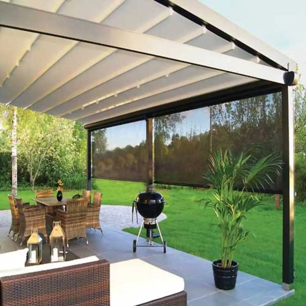 Custom Size Retractable PVC Canopy Motorized Roof Pergola Heavy Duty Outdoor Patio Shelter Foldable Awning Waterproof Sun Shade