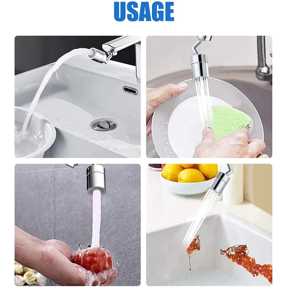 Rubinetto da cucina universale a 720 ° aeratore antispruzzo rubinetto da bagno rubinetto girevole spruzzatore risparmio idrico adattatore di