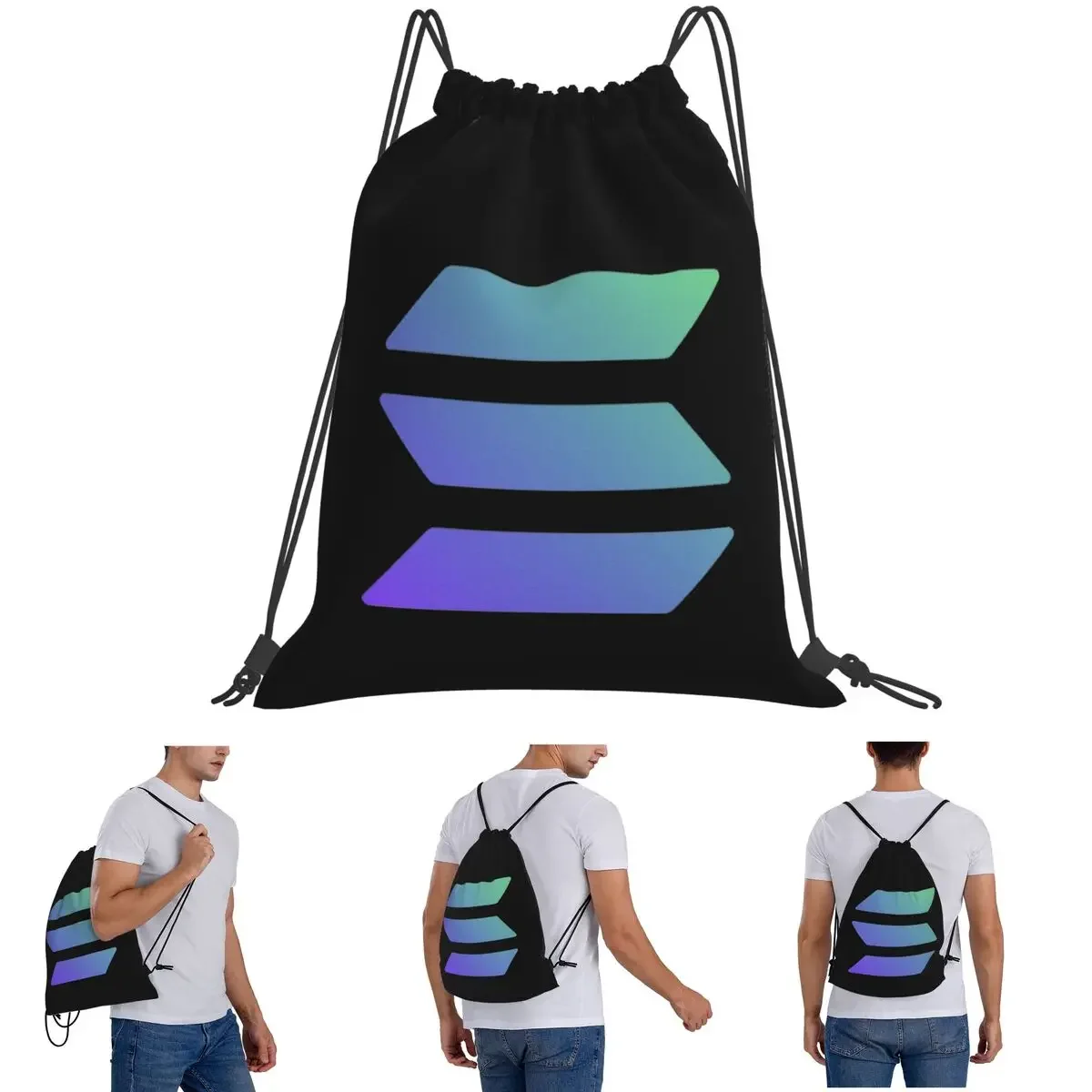 

Solana Cryptocurrency - Solana SOL Рюкзаки Модные портативные сумки на шнурке Спортивная сумка Сумки для книг для мужчин и женщин Школьные