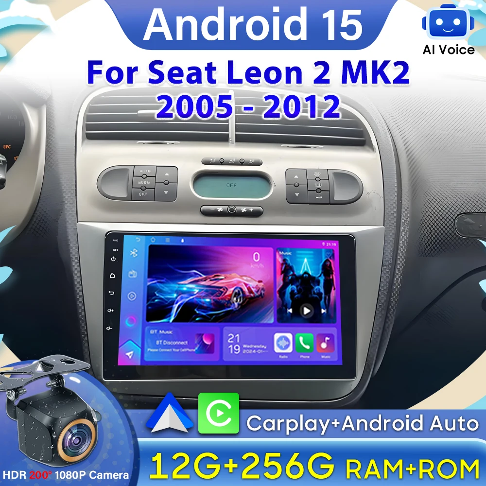 

Android Auto Car Radio Video For Seat Leon 2 MK2 2005 2006 2007 2008-2012 GPS Navigation Carplay Stereo Car Intelligent Systems