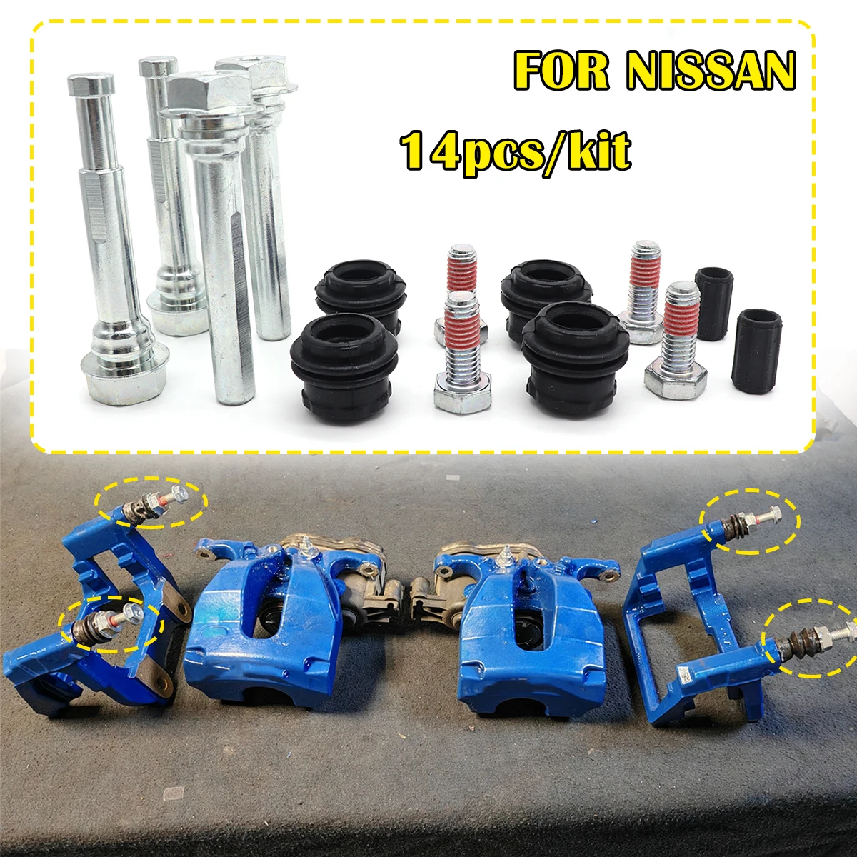 

Brake Caliper Cylinder Slider Guide Pin For Disc Housing Bolts Rubber Bushing Boot Seal Kit Replace FOR NISSAN QASHQAI 2014 -
