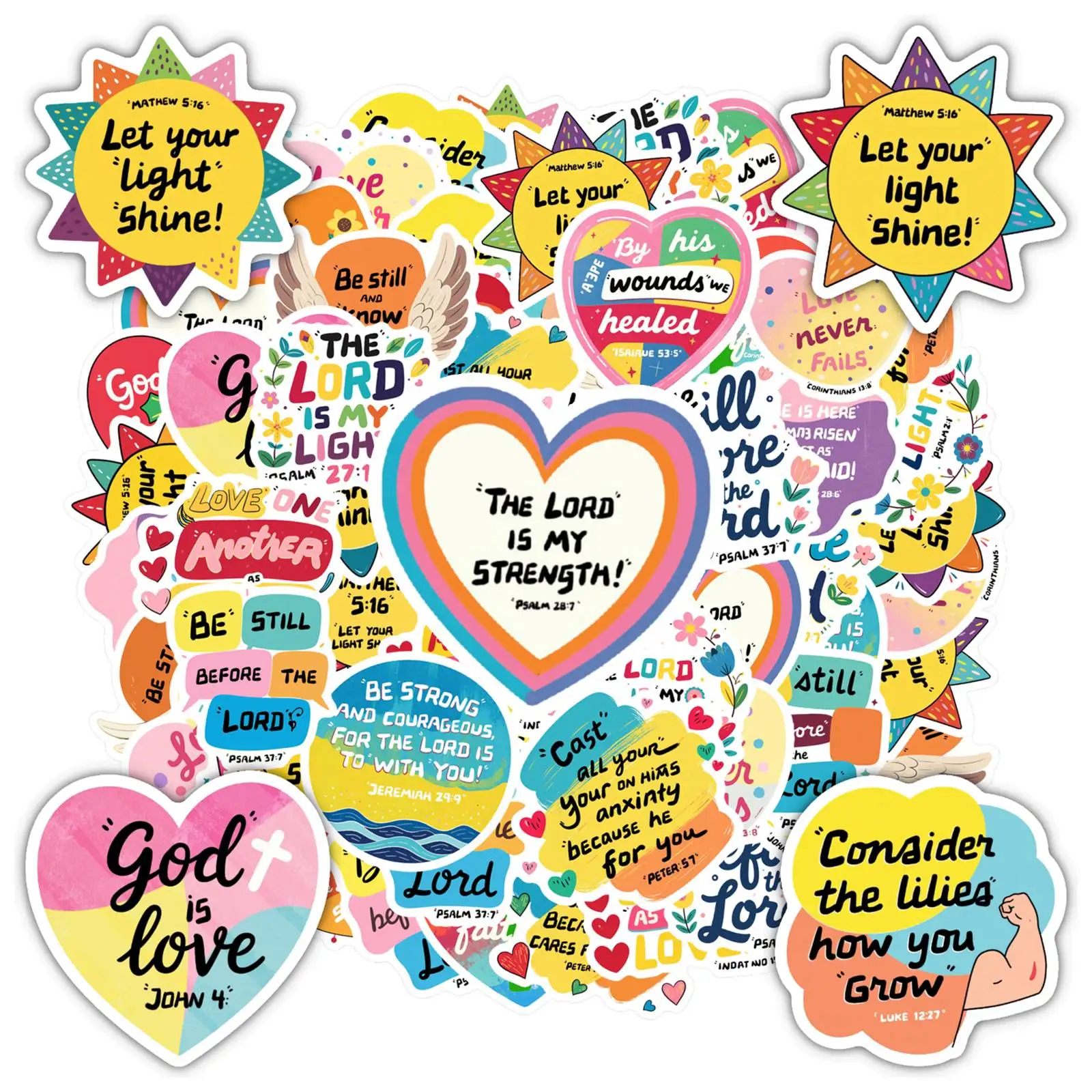 

35pcs-50pcs Playful Faith Stickers Colorful Quotes Stickers Motivational Stickers For DIY Phone Laptop Scrapbook Bike