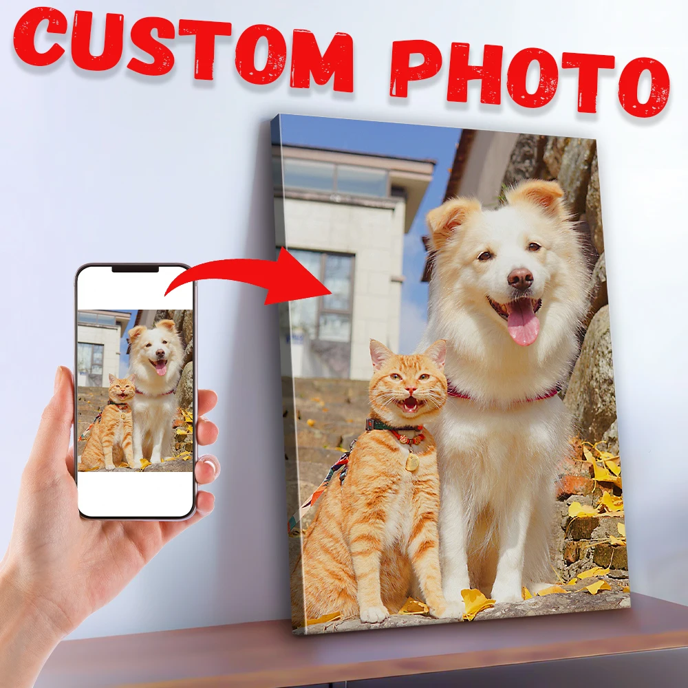 قطعة واحدة من صورة مخصصة كبيرة الحجم من القماش مع إطار صورة DIY أو ملصق بدون إطار للهدايا الإبداعية للعشاق والأصدقاء والحيوانات الأليفة #1