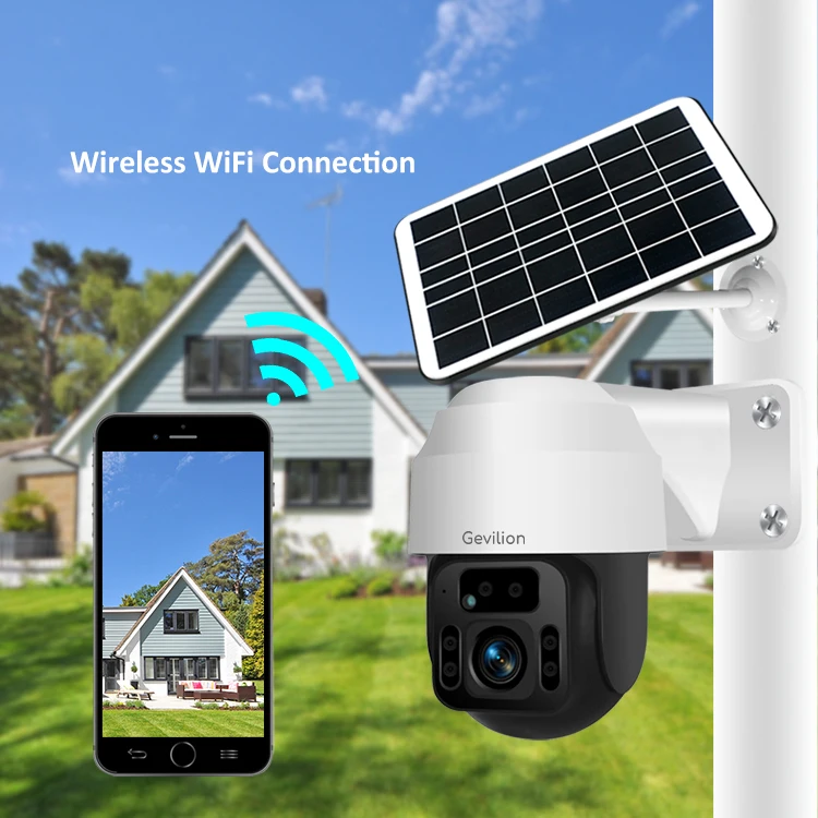 اتجاهين الصوت تعمل بالطاقة الشمسية واي فاي بطارية كاميرا PTZ ضوء الشارع الشمسي مع كاميرا CCTV #5