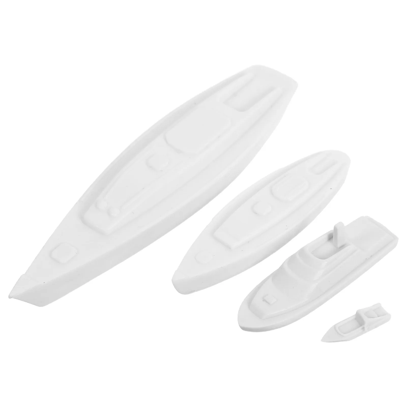

4Pcs White Miniature Boat Plastic Sailing Ship Beach Nautical Ocean Theme Home Table Fairy Garden Decoration Micro Landscape