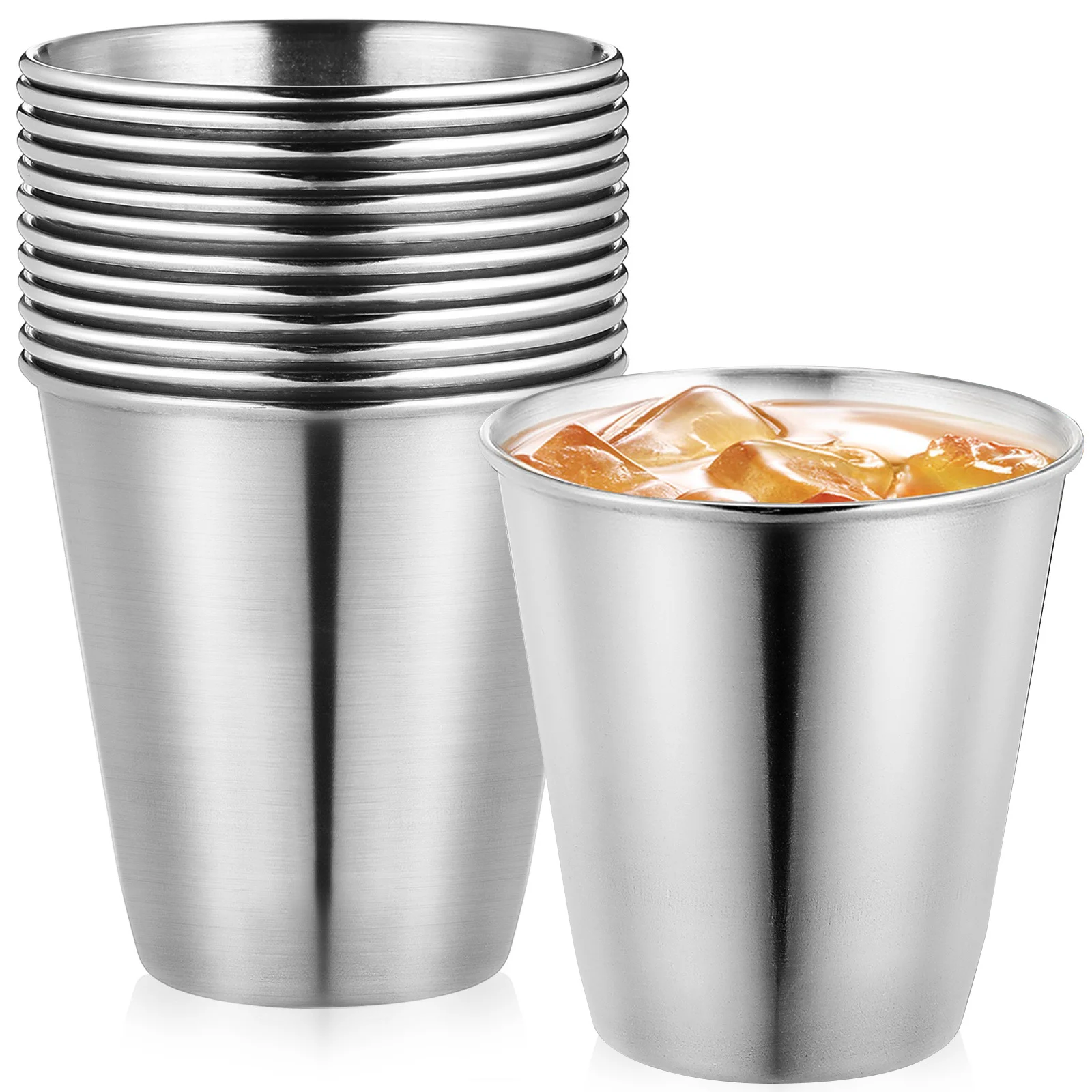 

12pcs Stainless Steel Shot Cups Durable Whisky Vodka Glasses Portable Liquor Cups For Home Bar Restaurant 70Ml