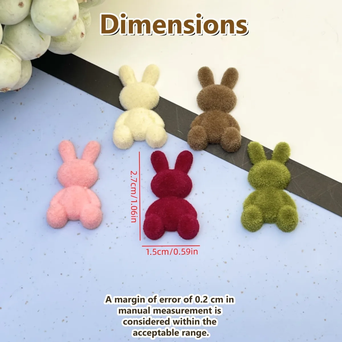 10pcs Mini Flocking Rabbits Handmade Plush Flock Animal Beads DIY Craft Pendants Hair Accessory Christmas Easter Ramadan Gifts