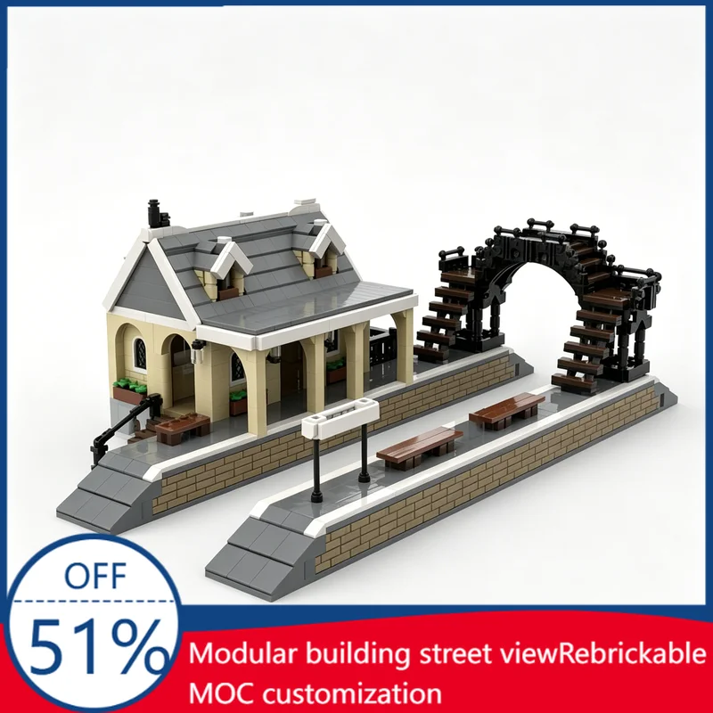 

1429Pcs 2 Platform Train Station Custom Building Blocks Railway Station Scene Model Educational Assembly Toy For Collectors Gift