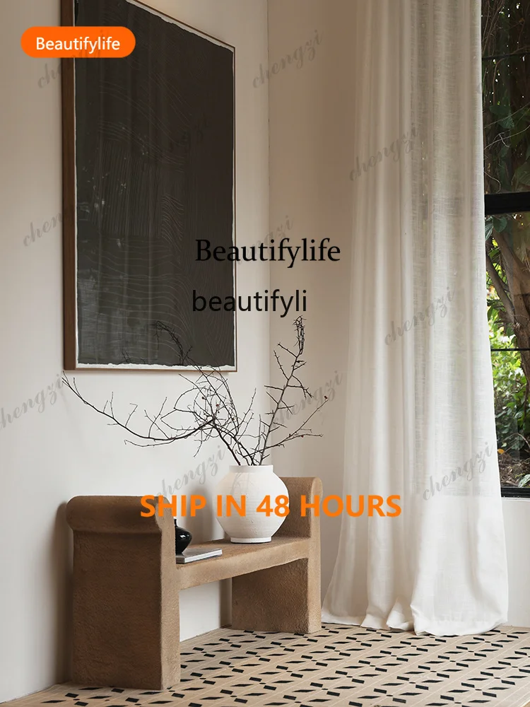 03 Medieval replica strip case wabi sandy wind creative home furnishing bed and breakfast decoration entrance low bench strip ca