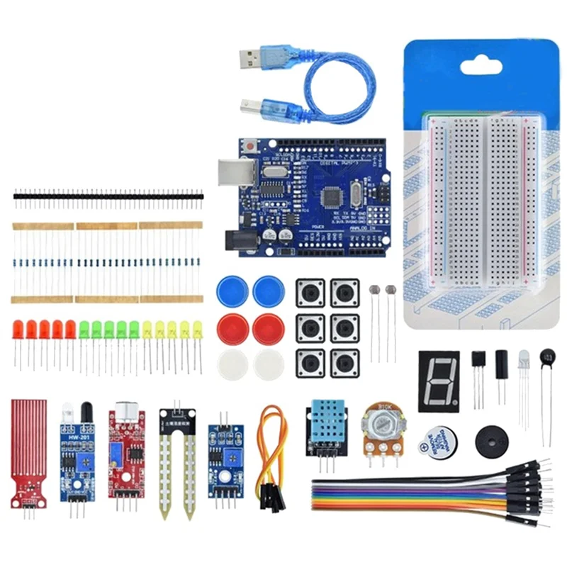 สําหรับ UNO R3 ใหม่ Maker 400 ชุดสวิทช์ Breadboard Sensor โมดูลหลีกเลี่ยงอุปสรรค LED Light