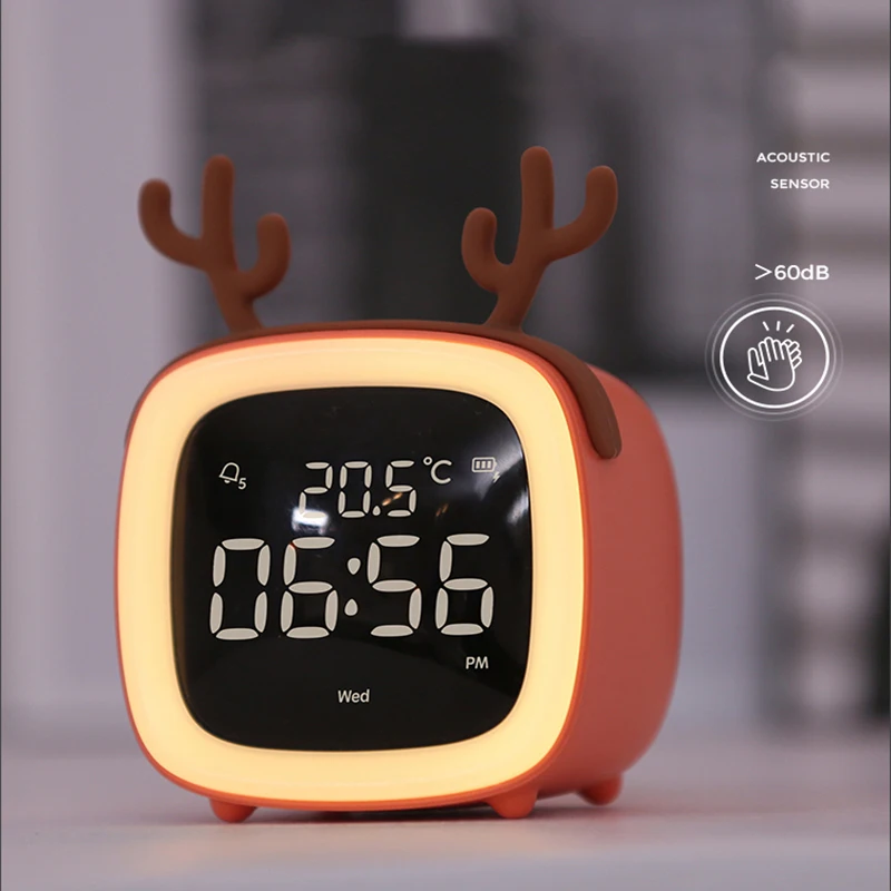 Digital Electronic Clock Rechargeable Clock Cartoon Children Desk Clock With Night Light With Temperature Displayчасы настольные