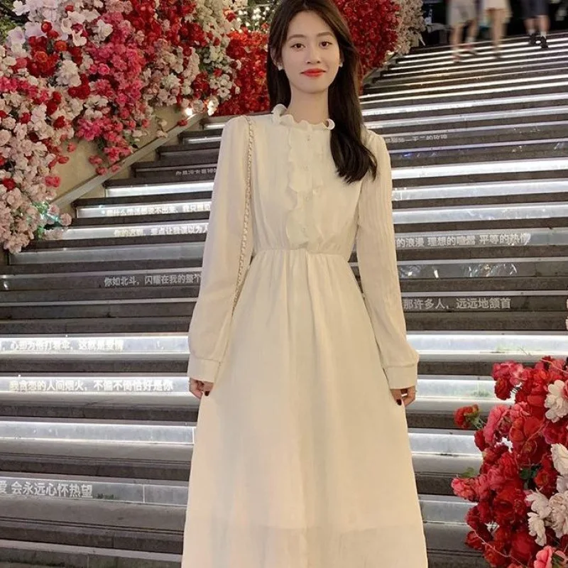 فساتين نسائية فستان نسائي أنيق للحفلات الخريفية من البوليستر بألواح على الوجهين برباط قابل للتنفس مكدس على شكل حرف a مريح #2