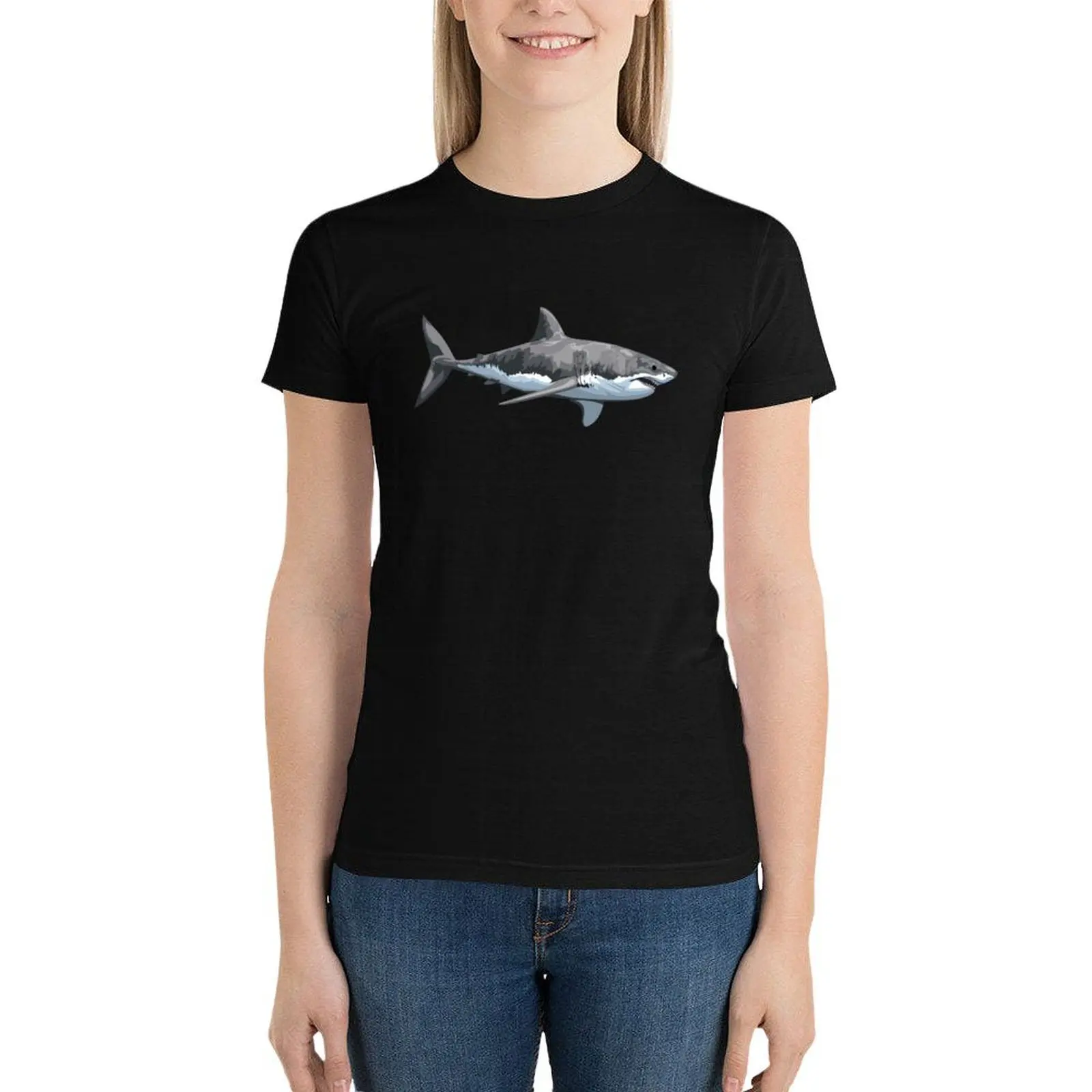 Great White Shark T-Shirt korean fashion Blouse t-shirt dress for Women plus size