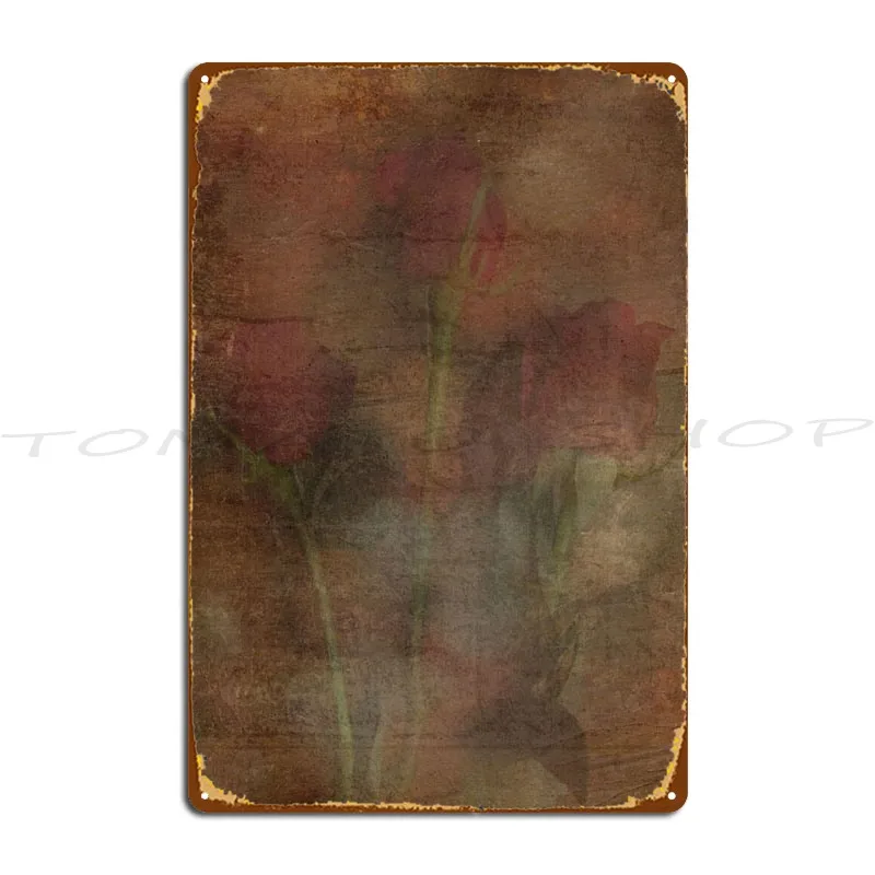 Elegant Roses Textured Love And Romance Series Metal Sign Classic Personalized Party Wall Decor Iron Tin Sign Poster