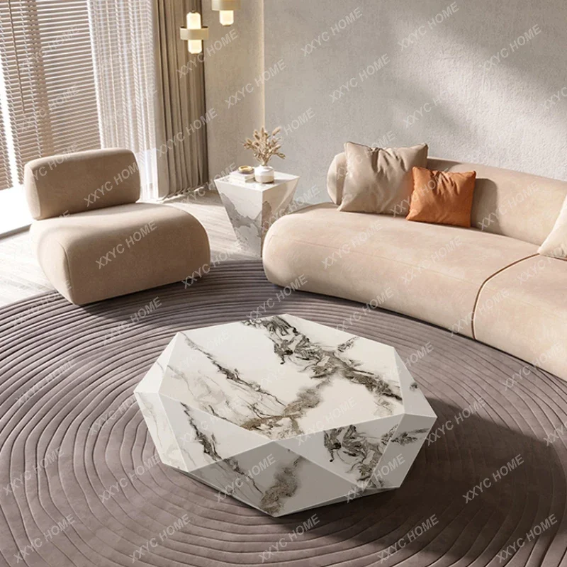 

new LBX Light Luxury Stone Plate Coffee Table, Round, New, Modern, Simple, Creative ss 26