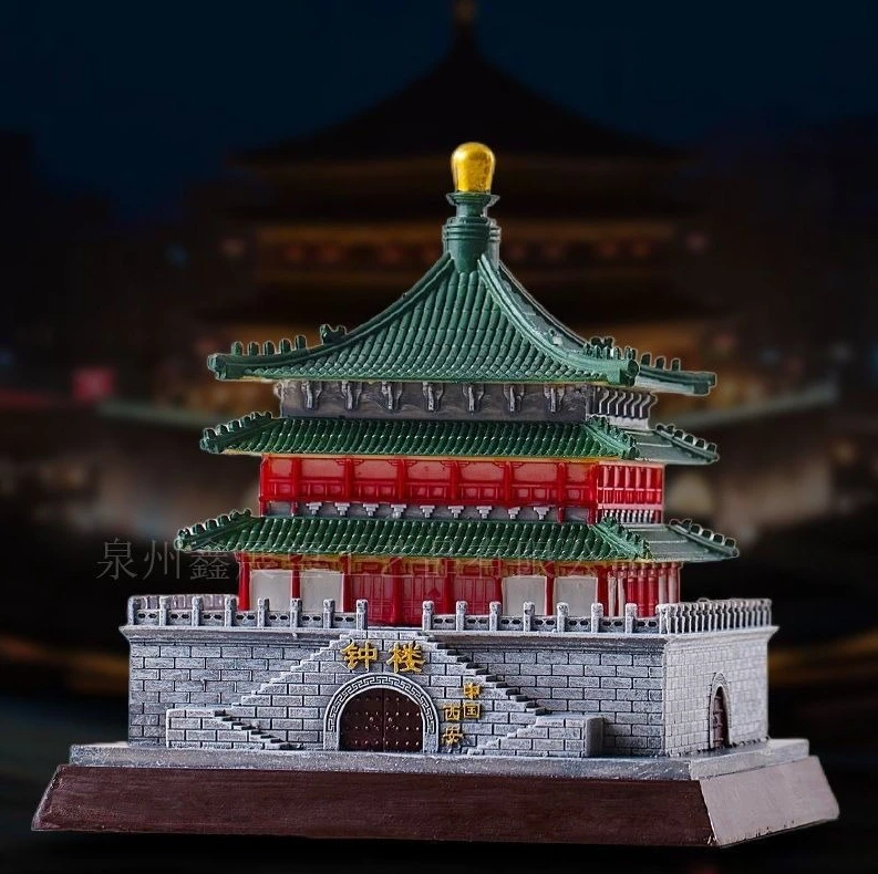ZZ Xi An Bell Tower Model Ornament Chinese Style Travel Souvenir Ancient Building Craft Decor Overseas Gift For Foreign Friends