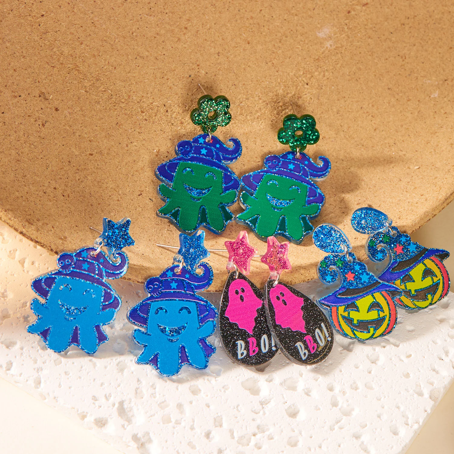 

Cute Halloween Acrylic Resin Colorful Stud Earrings Women Ghost Pumpkin Skull Castle Dangle Ear Drop Fashion Jewelry Bijoux