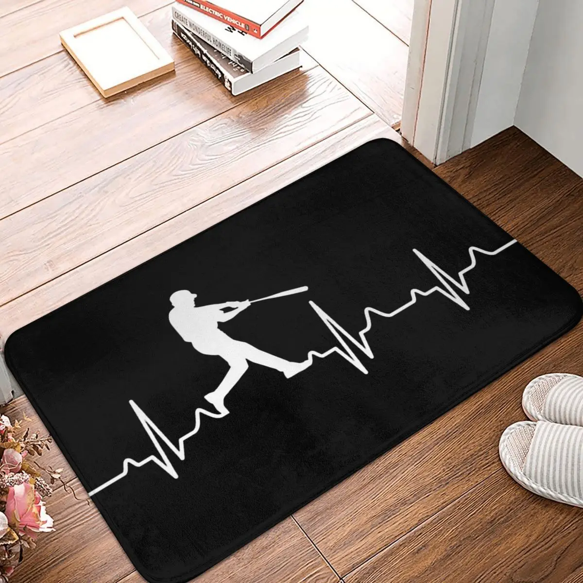 Baseball Player Heartbeat Anti-slip Doormat Floor Mat Sand Scraping Carpet Rug for Kitchen Entrance Home Balcony Footpad Mats