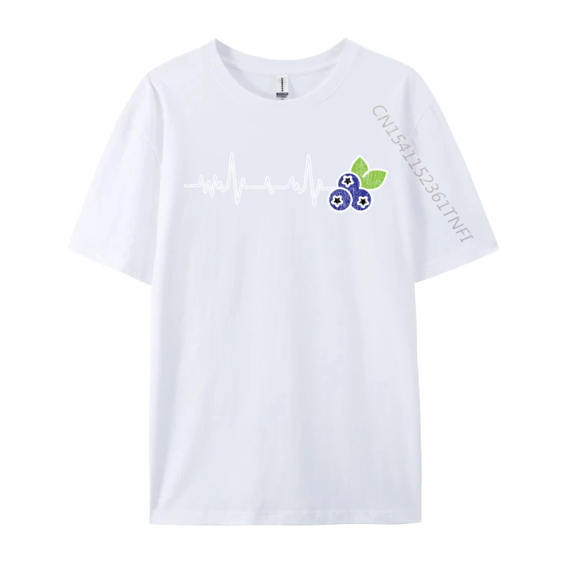 Blueberry Heartbeat Gift Slim Fit Casual Summer Tops T Shirt 2024 New Fashion Crewneck Pure Cotton Tops Shirts Man T-Shirts