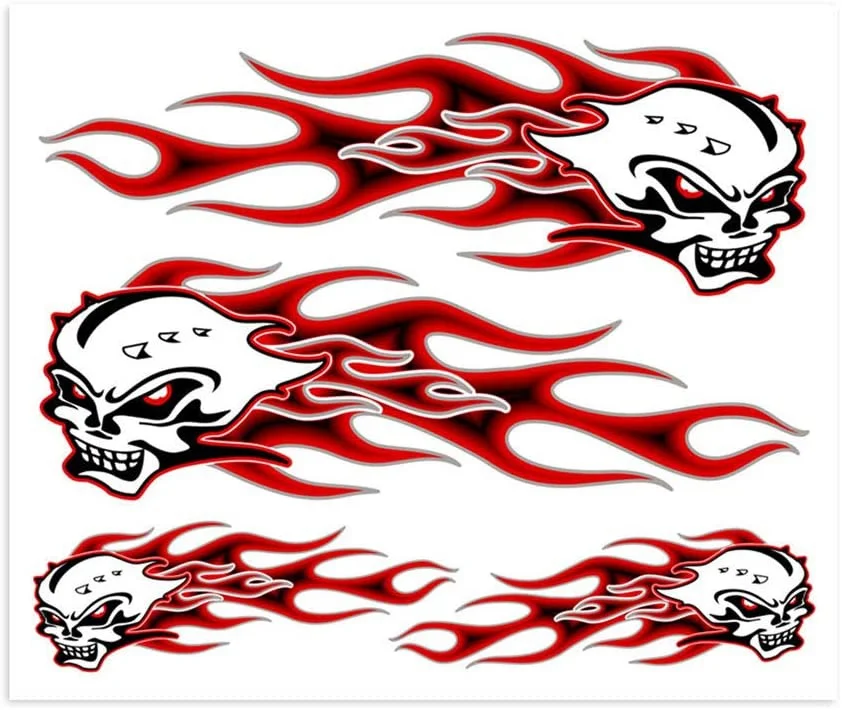 

For 4R Quartet. It 32106 head sticker with flame, Skull Death flame skull fire car motorcycle helmet 20 x 24 cm