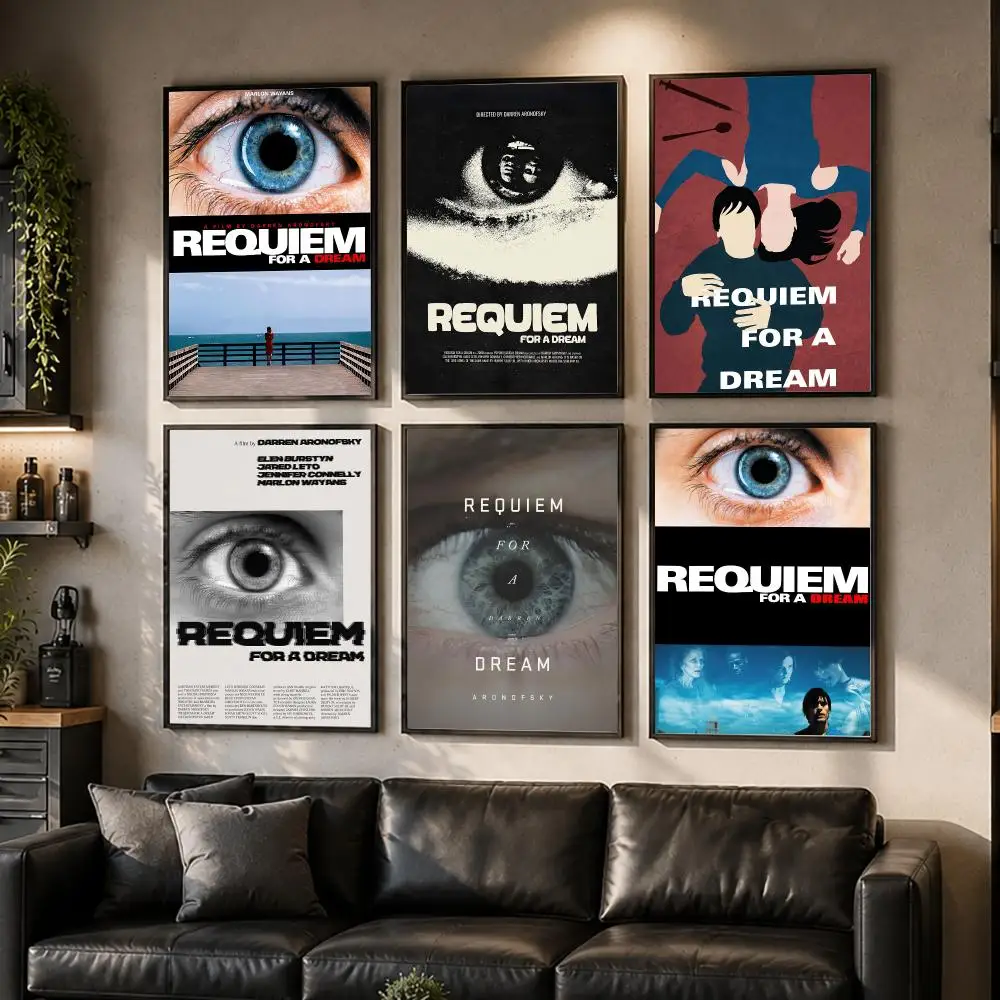 Moive R-Requiem For A Dream Poster Waterproof Sticky Wall Art Print For Bedroom Living Room Hallway Bar Home Decor