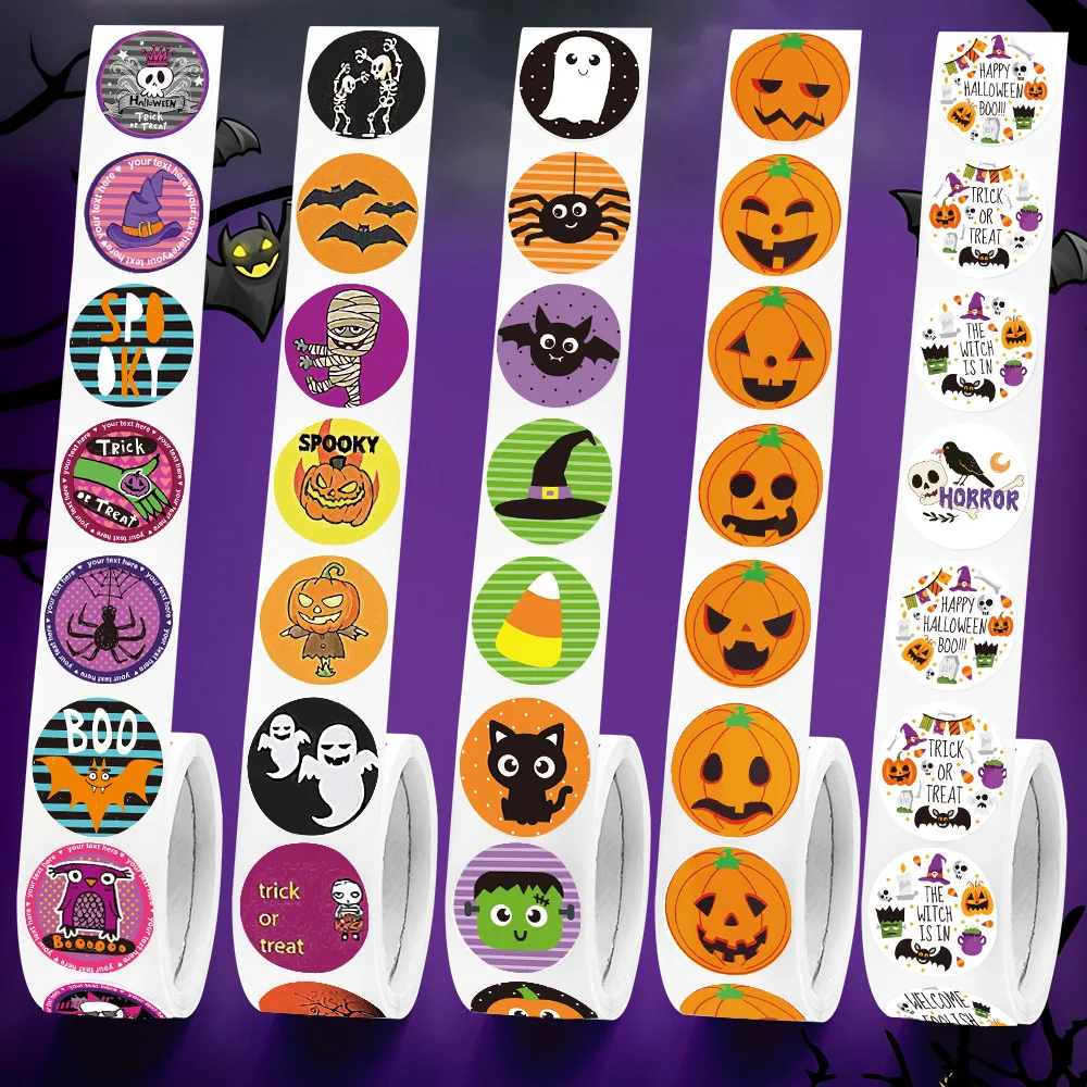 500 Pcs Pumpkin Ghost Halloween Stickers for Kids Round Sticker Gift Sealing Label Envelope Decor Stationery Stickers 1 inch