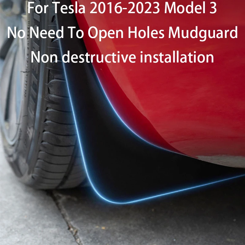 Matte Black/Painted Mudguard Pattern Splash Guards Mud Flaps For 2016-2023 Tesla Model 3 Mudflaps No Need to Drill Holes