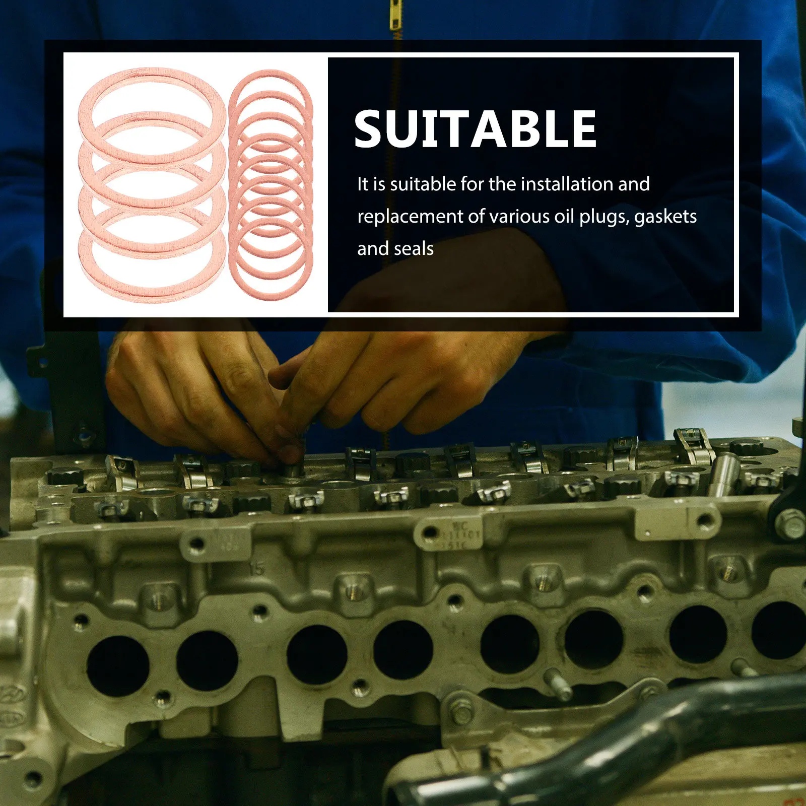 

50Pcs Oil Drain Plug Gasket Seal Ring Copper Alloy Anti-Leaking Washer Replacement Crush Washer for Auto Mechanical Equipment