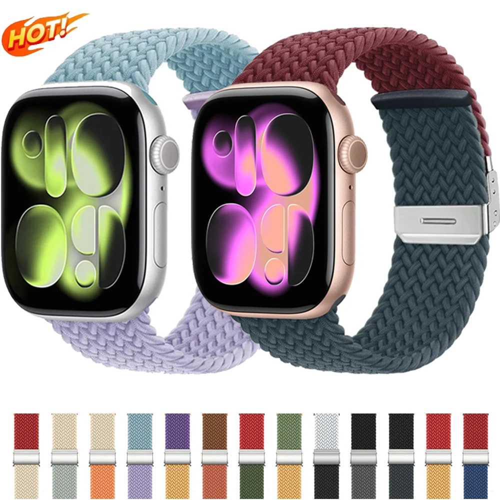 Two-color Braided Nylon Strap for Apple Watch Band 46mm 42mm 49mm 45mm 41mm 44mm 40mm Bracelet iWatch 11 10 Ultra 9 8 7 6 5 SE 3