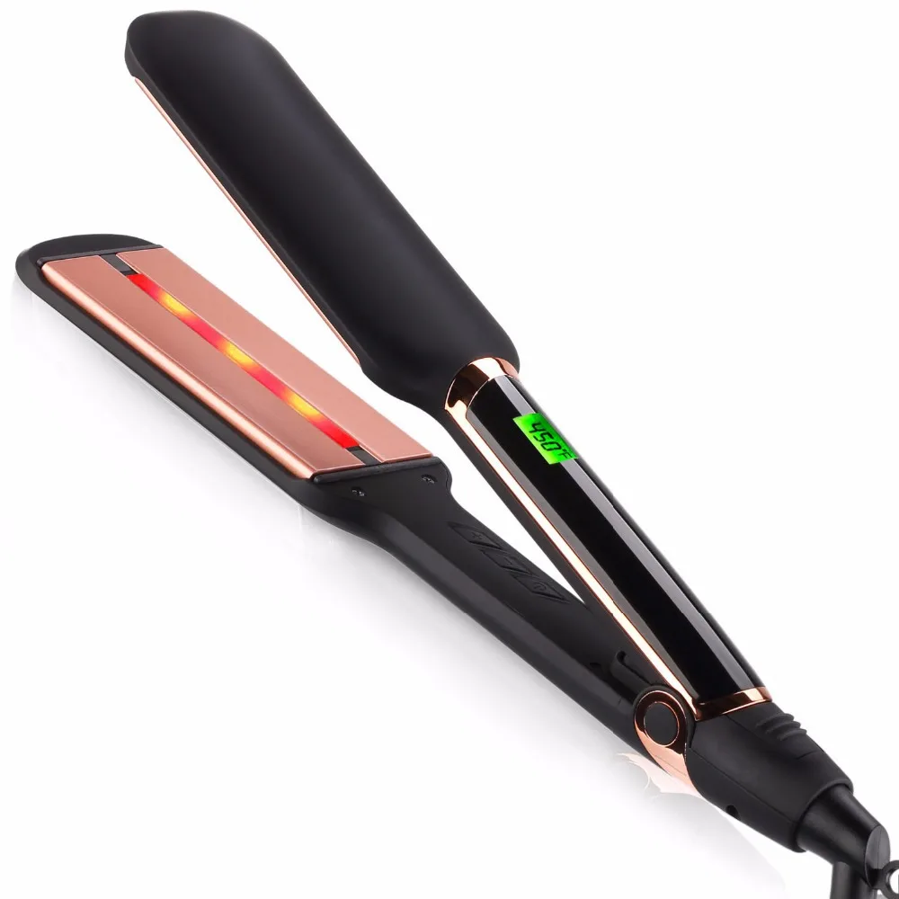 

Infrared Hair Straightener Wide Plate Dry＆Wet Negative Ion Professional Ceramic Flat Iron MCH 450℉ Fast Heating Styling Tools